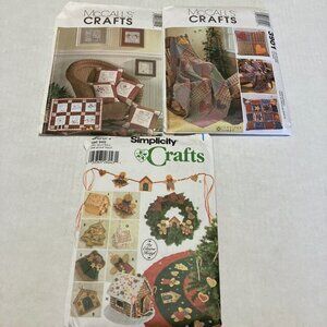 Craft sewing pattern uncut lot Christmas ornaments redwork rag throws patterns